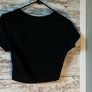 Black V neck Crop